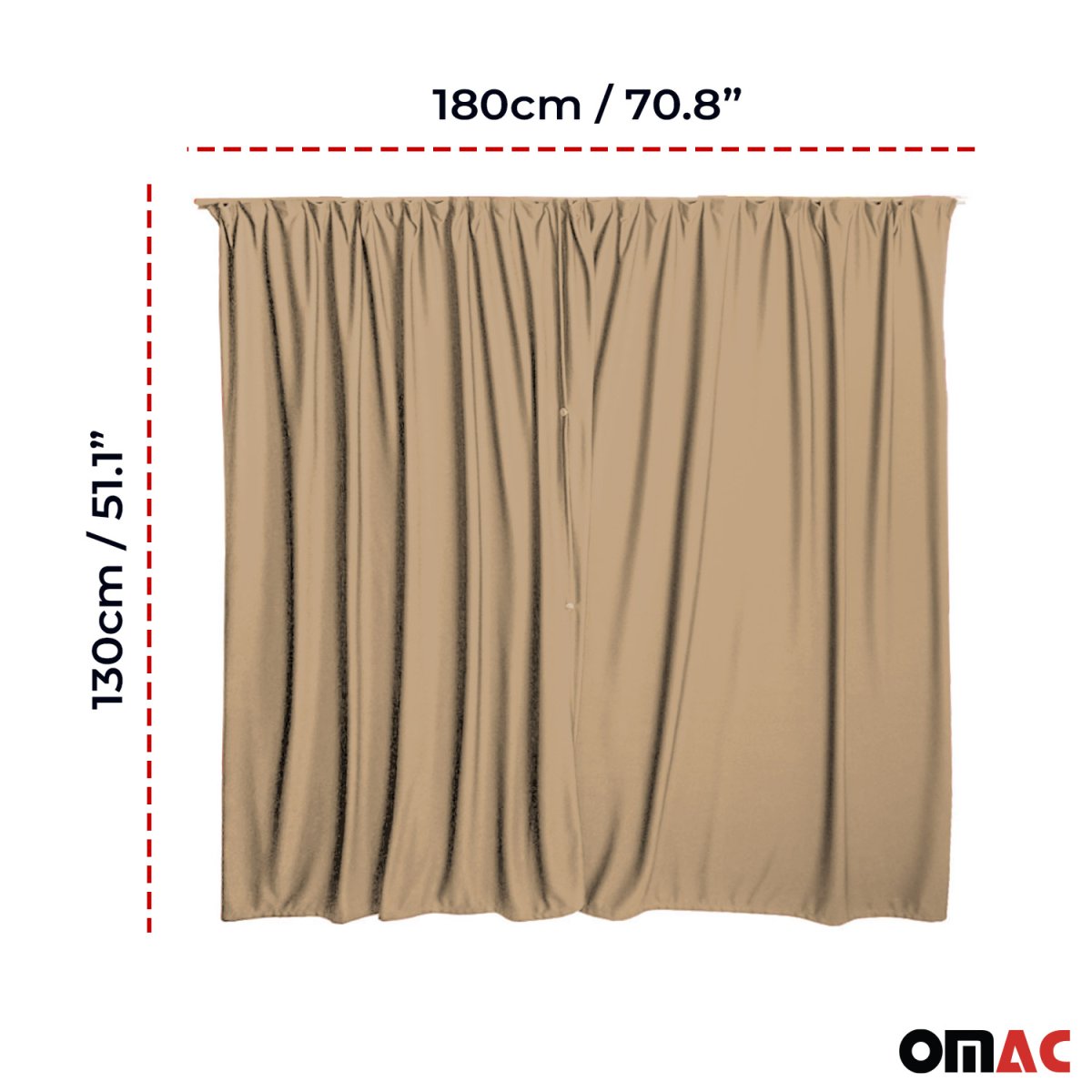 Mercedes Sprinter Cabin Curtain - Omac - Textile/Polyester 2 Curtains - 1 Profile 180x130